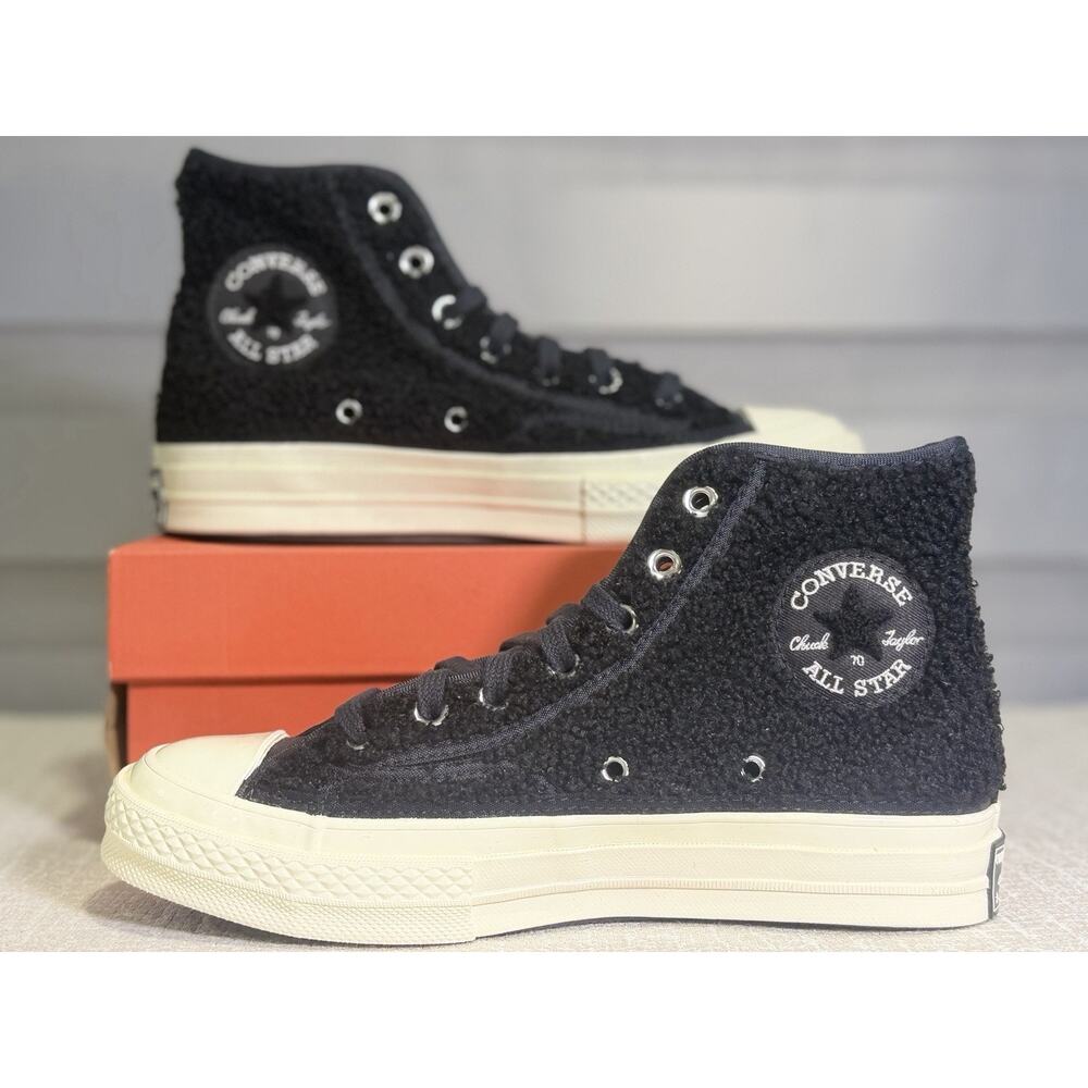 Converse Chuck 70 Varsity Women's 6.5 Black Sherpa High Top Casual Sneakers NEW